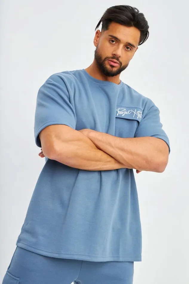Men TShirt Bleu Oversize Avec Poche Project X 8211 2210304 Blue Brentiny Paris TShirts Men TShirt Bleu Oversize Avec Poche Project X 8211 2210304 Blue Brentiny Paris TShirts