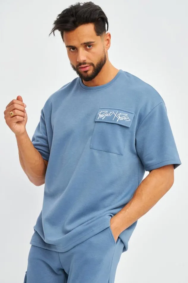 Men TShirt Bleu Oversize Avec Poche Project X 8211 2210304 Blue Brentiny Paris TShirts Men TShirt Bleu Oversize Avec Poche Project X 8211 2210304 Blue Brentiny Paris TShirts