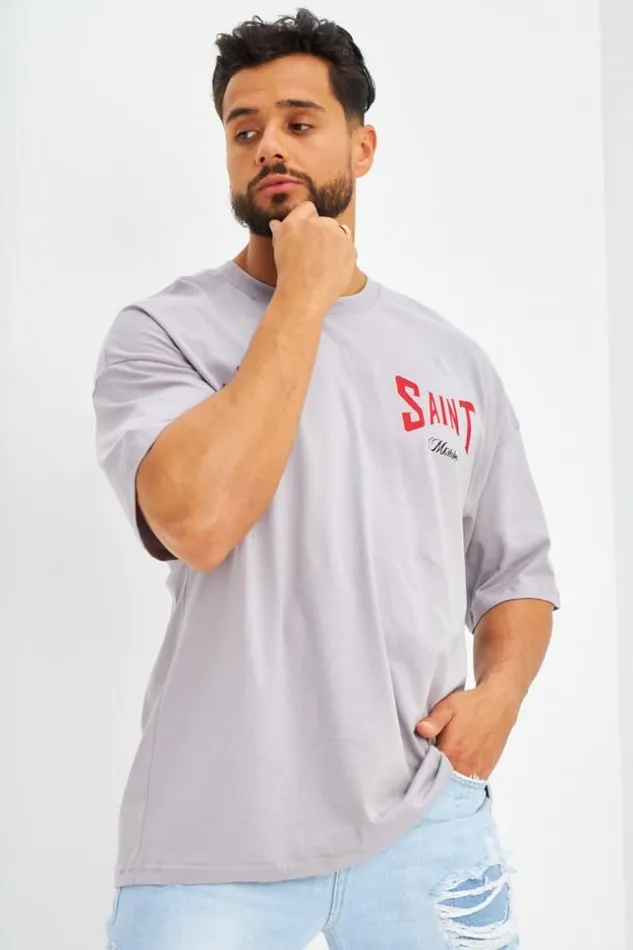 Men TShirt Imprim 034Saint034 Blanc Grey Brentiny Paris TShirts