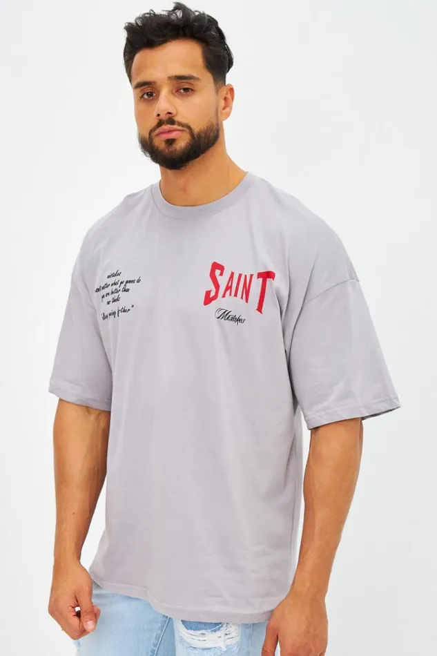 Men TShirt Imprim 034Saint034 Blanc Grey Brentiny Paris TShirts