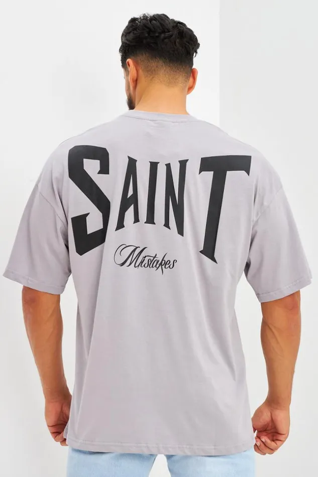 Men TShirt Imprim 034Saint034 Blanc Grey Brentiny Paris TShirts