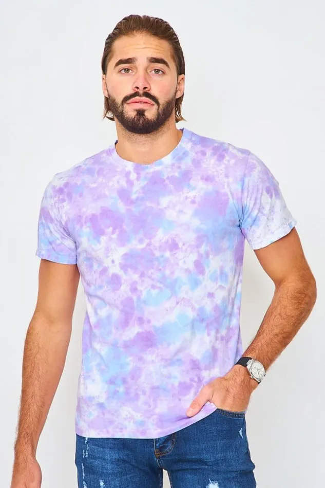 Men TShirt In Purple Tie And Dye Purple Brentiny Paris TShirts