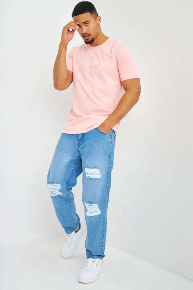Men TShirt Rose Logo Brentiny En Relief Lightpink Brentiny Paris TShirts