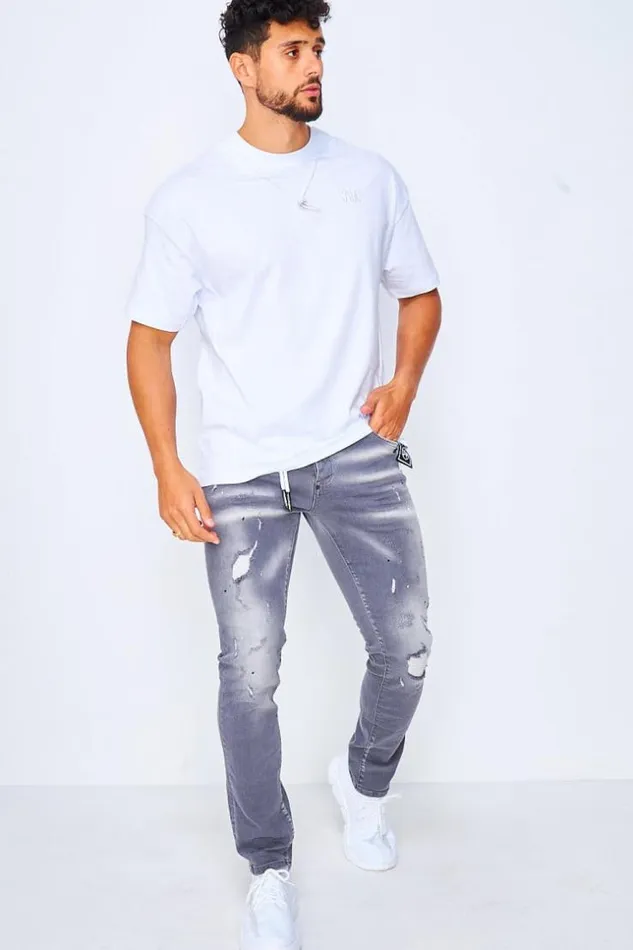 Men TShirt With Drawstring Collar In White White Brentiny Paris TShirts