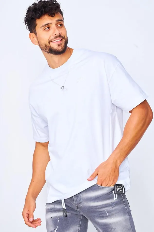 Men TShirt With Drawstring Collar In White White Brentiny Paris TShirts
