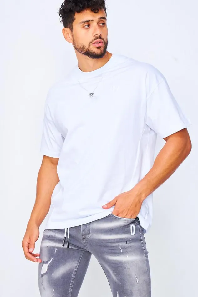 Men TShirt With Drawstring Collar In White White Brentiny Paris TShirts