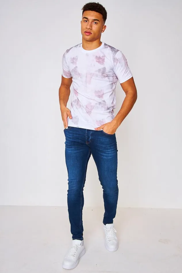 Men TShirt With Grey Print In White White Brentiny Paris TShirts
