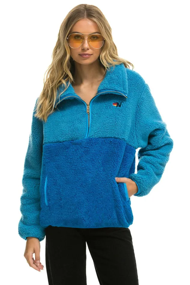 Men TEDDY UNISEX HALF ZIP COLOR BLOCK JACKET 8211 OCEAN Aviator Nation Outerwear