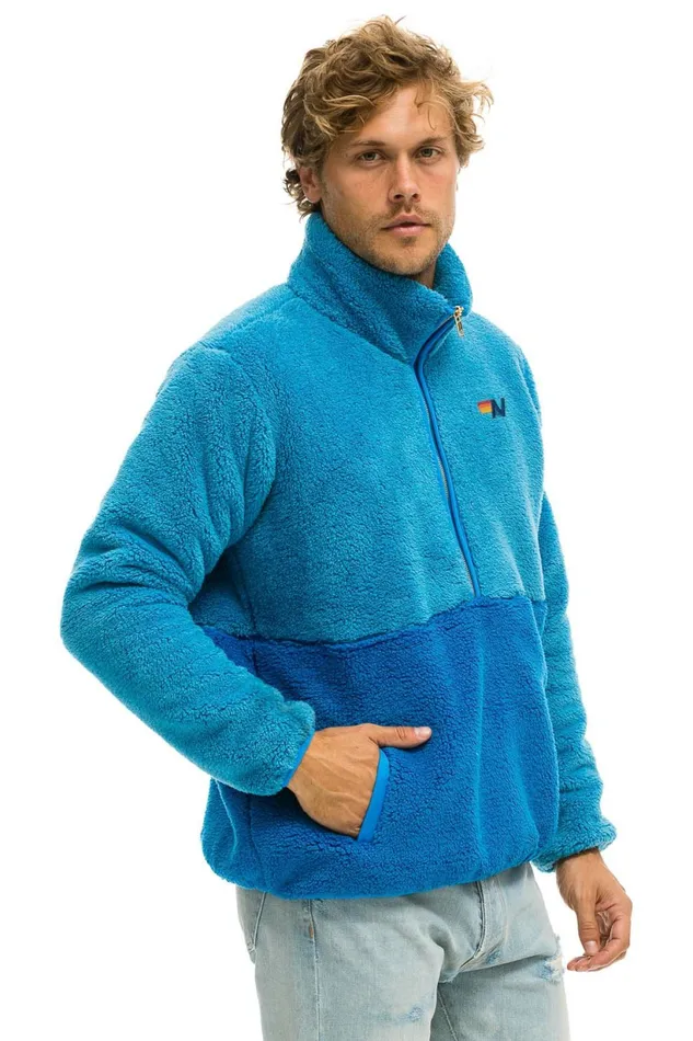 Men TEDDY UNISEX HALF ZIP COLOR BLOCK JACKET 8211 OCEAN Aviator Nation Outerwear Men TEDDY UNISEX HALF ZIP COLOR BLOCK JACKET 8211 OCEAN Aviator Nation Outerwear