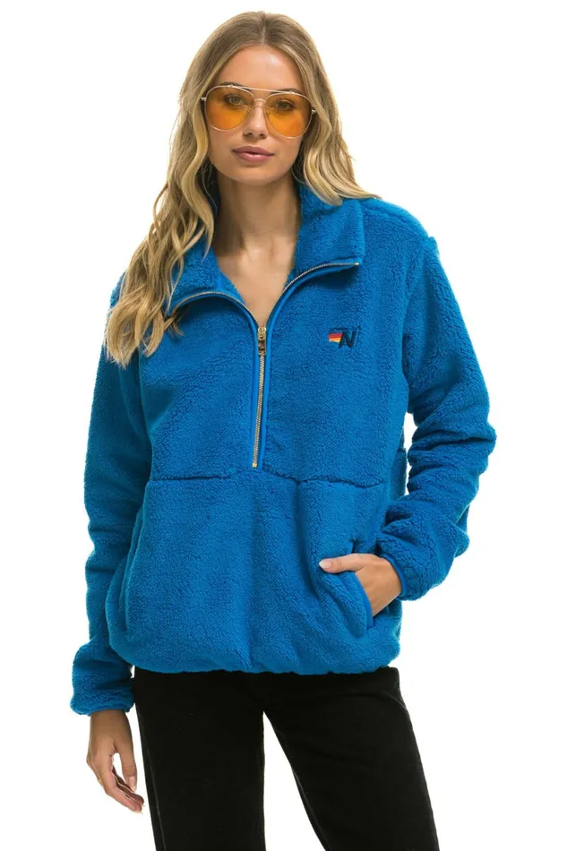 Men TEDDY UNISEX HALF ZIP JACKET 8211 BLUE CINA Aviator Nation Outerwear