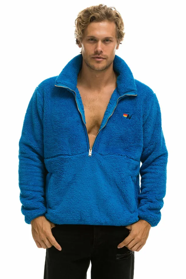 Men TEDDY UNISEX HALF ZIP JACKET 8211 BLUE CINA Aviator Nation Outerwear Men TEDDY UNISEX HALF ZIP JACKET 8211 BLUE CINA Aviator Nation Outerwear