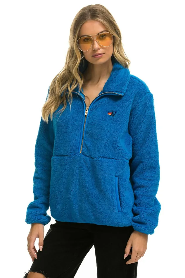 Men TEDDY UNISEX HALF ZIP JACKET 8211 BLUE CINA Aviator Nation Outerwear Men TEDDY UNISEX HALF ZIP JACKET 8211 BLUE CINA Aviator Nation Outerwear