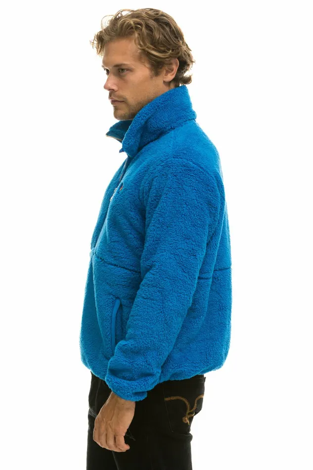 Men TEDDY UNISEX HALF ZIP JACKET 8211 BLUE CINA Aviator Nation Outerwear Men TEDDY UNISEX HALF ZIP JACKET 8211 BLUE CINA Aviator Nation Outerwear