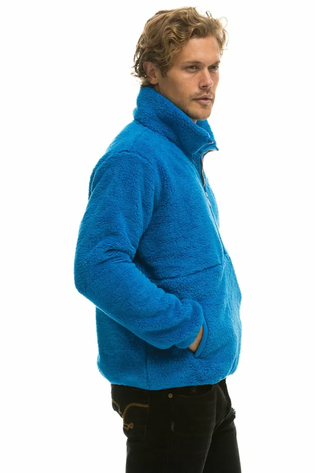 Men TEDDY UNISEX HALF ZIP JACKET 8211 BLUE CINA Aviator Nation Outerwear Men TEDDY UNISEX HALF ZIP JACKET 8211 BLUE CINA Aviator Nation Outerwear