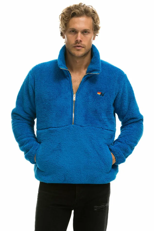 Men TEDDY UNISEX HALF ZIP JACKET 8211 BLUE CINA Aviator Nation Outerwear Men TEDDY UNISEX HALF ZIP JACKET 8211 BLUE CINA Aviator Nation Outerwear