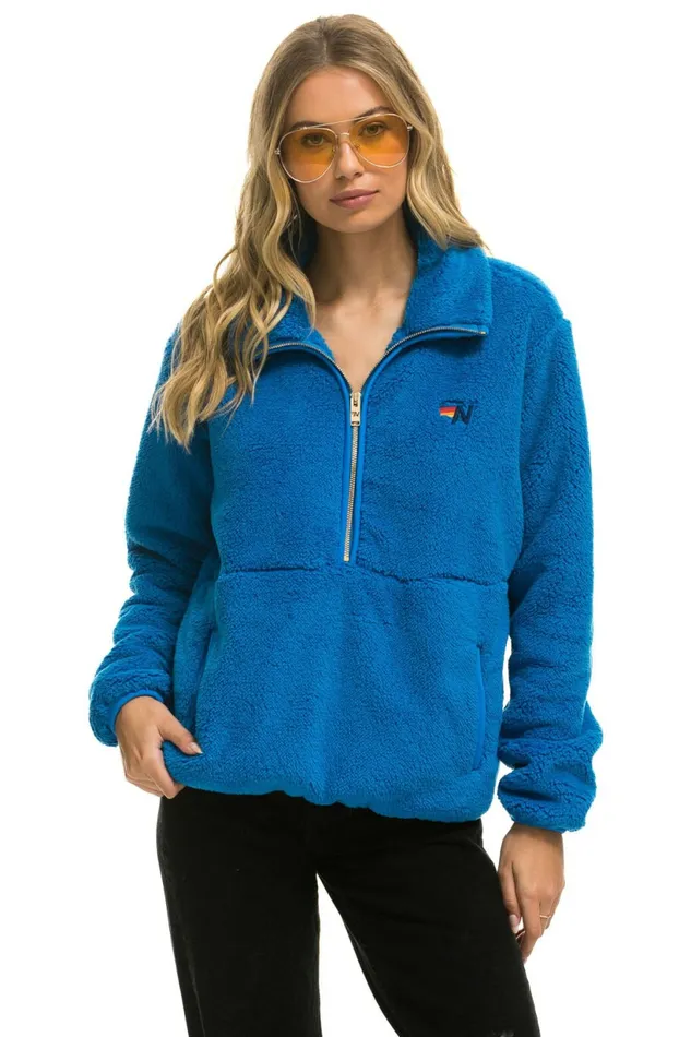 Men TEDDY UNISEX HALF ZIP JACKET 8211 BLUE CINA Aviator Nation Outerwear Men TEDDY UNISEX HALF ZIP JACKET 8211 BLUE CINA Aviator Nation Outerwear