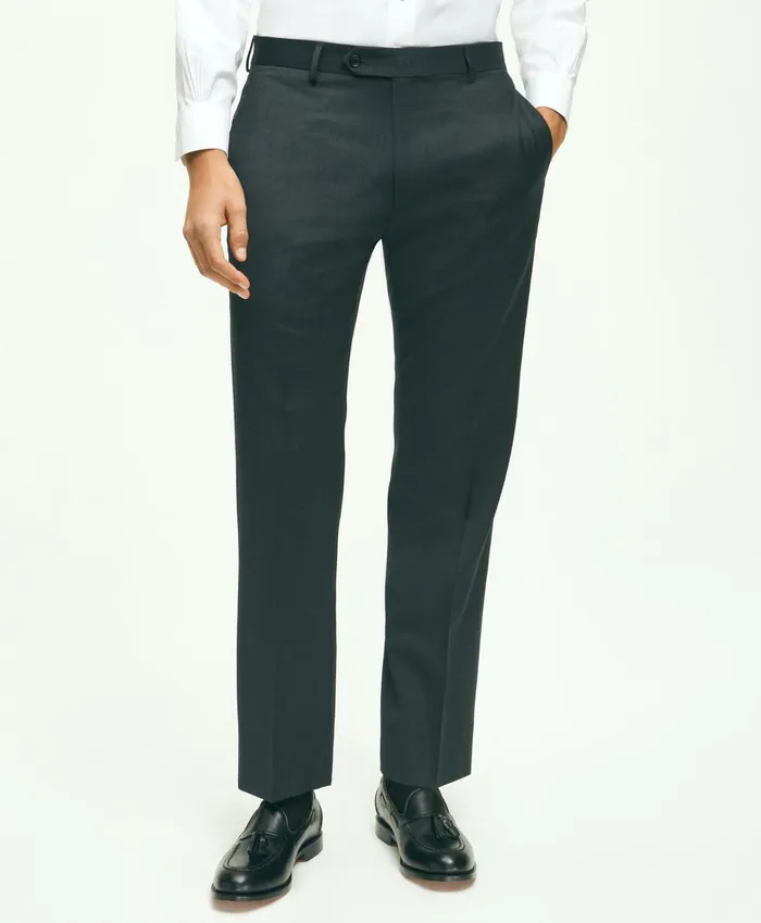 Men Traditional Fit Wool 1818 Dress Pants Charcoal Brooks Brothers Dress Pants