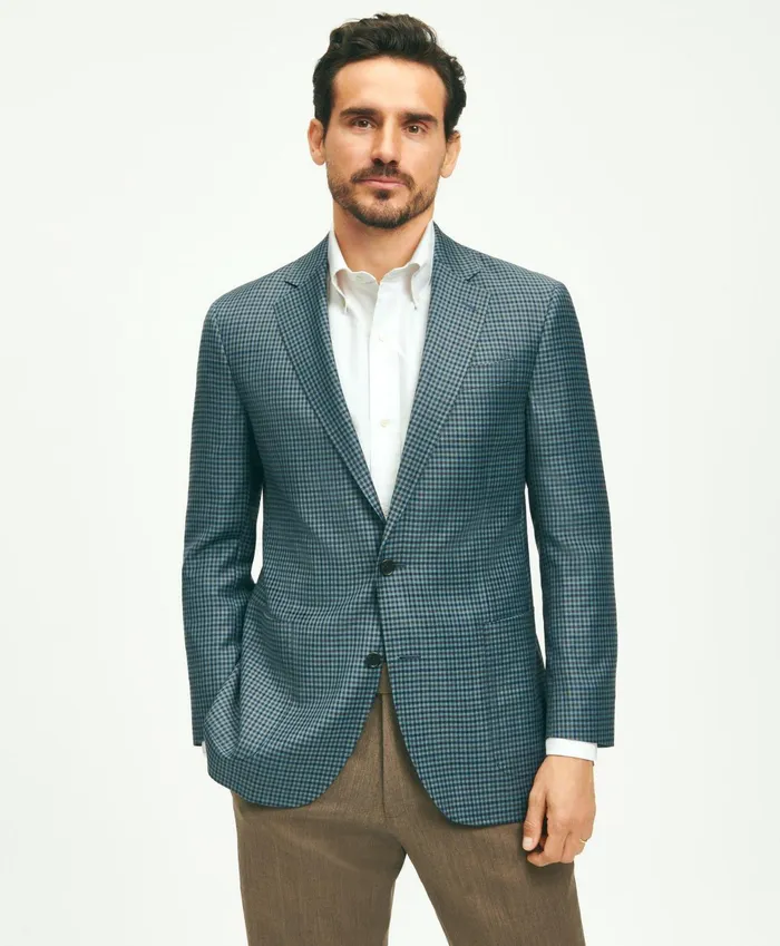 Men Traditional Fit Wool Guncheck Sport Coat Aqua Brooks Brothers Sport Coats and Blazers Men Traditional Fit Wool Guncheck Sport Coat Aqua Brooks Brothers Sport Coats and Blazers