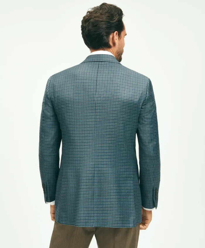 Men Traditional Fit Wool Guncheck Sport Coat Aqua Brooks Brothers Sport Coats and Blazers