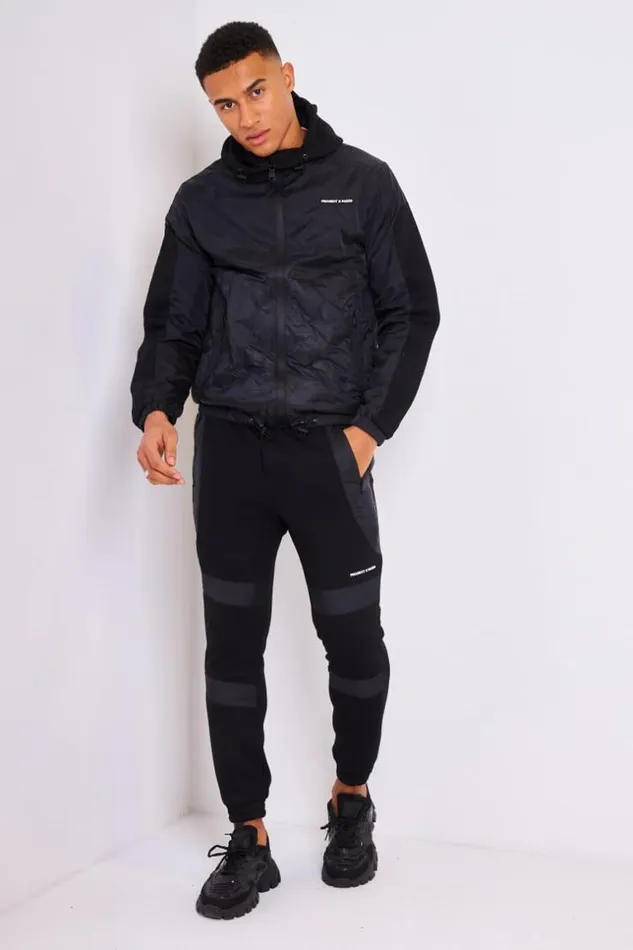 Men Two Material Joggers In Black Project X 8211 2140141 Black Brentiny Paris Jogging Bottoms