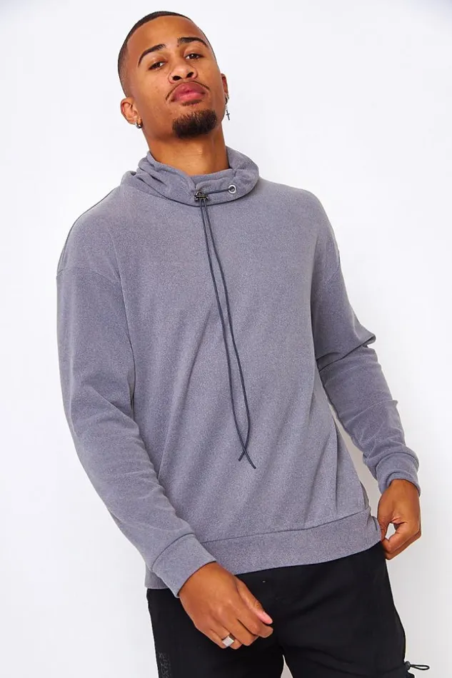 Men Velvet Pullover With An Adjustable Collar In Grey Grey Brentiny Paris Sweatshirts and Pullovers Men Velvet Pullover With An Adjustable Collar In Grey Grey Brentiny Paris Sweatshirts and Pullovers