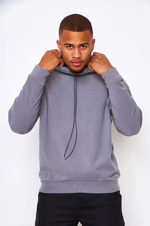 Men Velvet Pullover With An Adjustable Collar In Grey Grey Brentiny Paris Sweatshirts and Pullovers