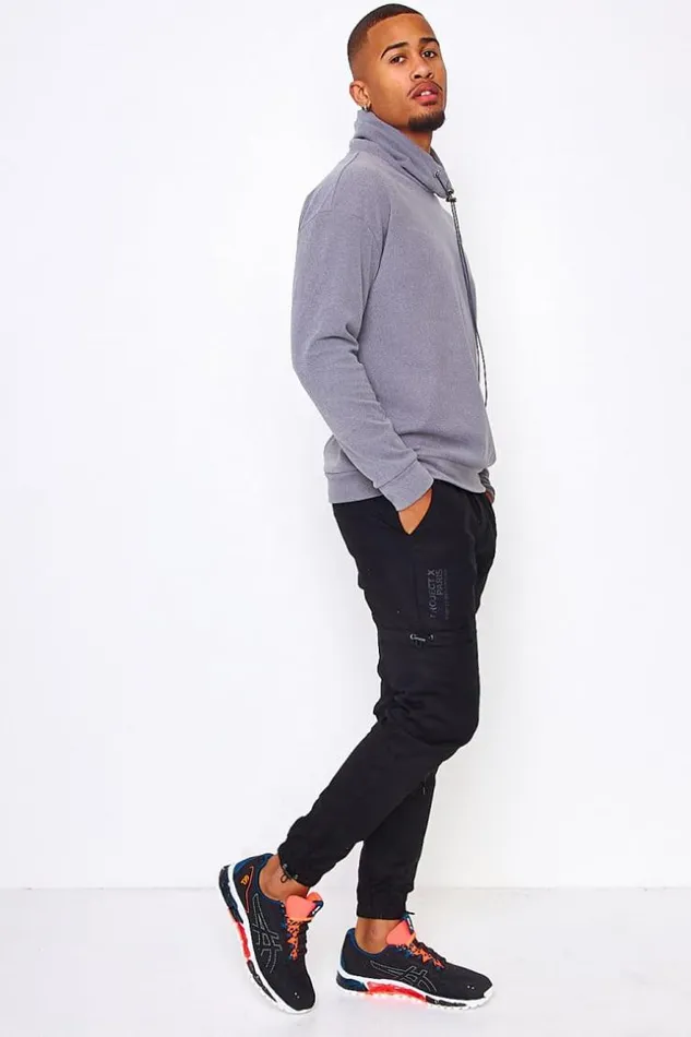 Men Velvet Pullover With An Adjustable Collar In Grey Grey Brentiny Paris Sweatshirts and Pullovers