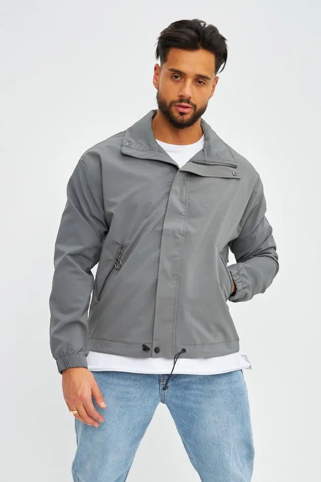 Men Veste Anthracite Col Montant Grey Brentiny Paris Jackets