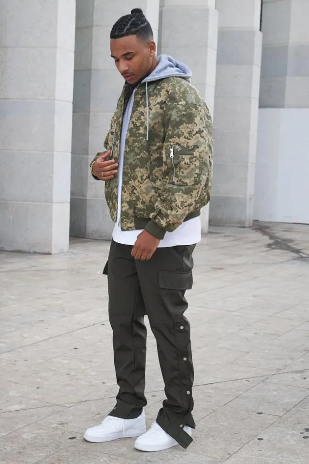 Men Veste BiMatire Capuche Camouflage Kaki Khaki Brentiny Paris Jackets