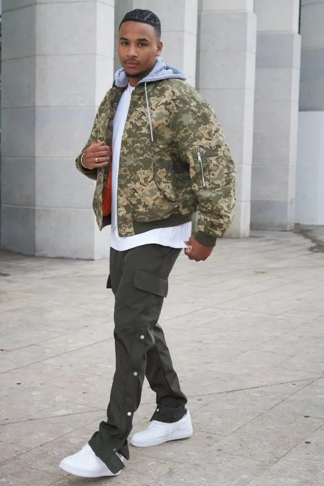 Men Veste BiMatire Capuche Camouflage Kaki Khaki Brentiny Paris Jackets