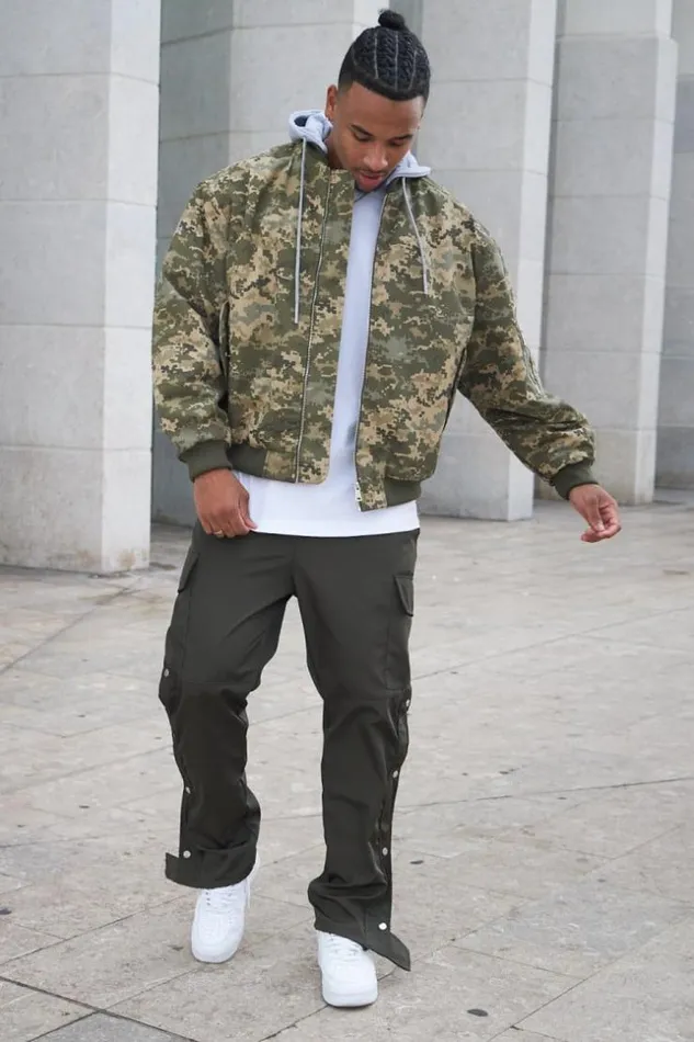 Men Veste BiMatire Capuche Camouflage Kaki Khaki Brentiny Paris Jackets