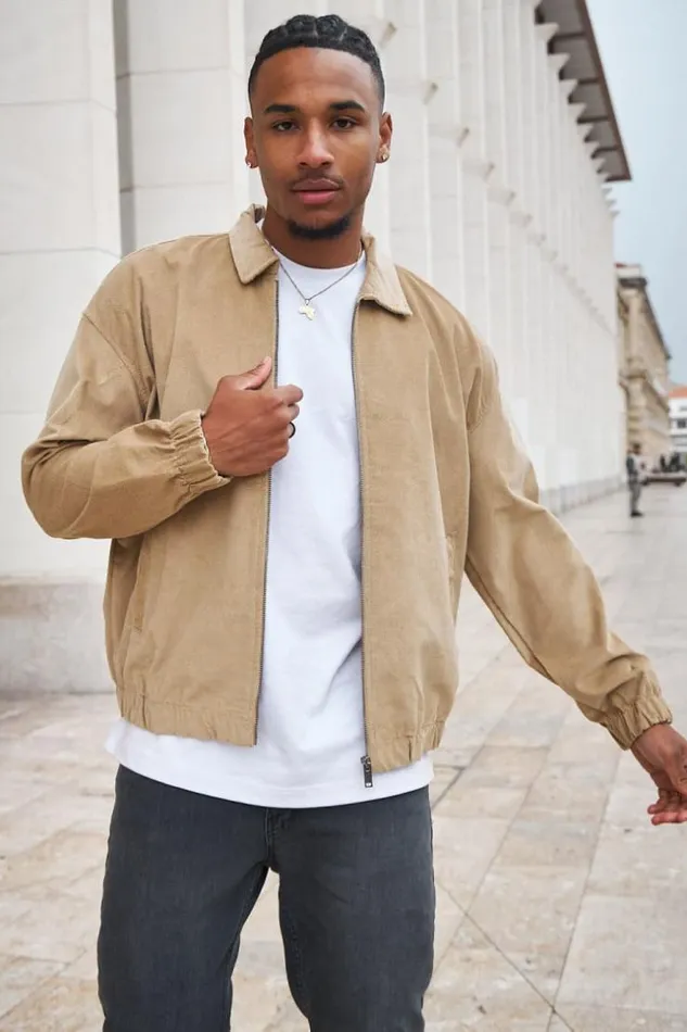 Men Veste En Velours Ctel Beige Fonc Darkbeige Brentiny Paris Jackets