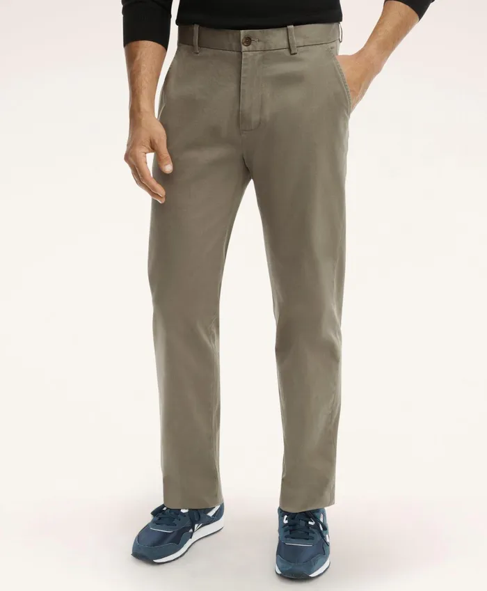 Men Washed Stretch Chino Pants Green Brooks Brothers Chinos and Casual Pants