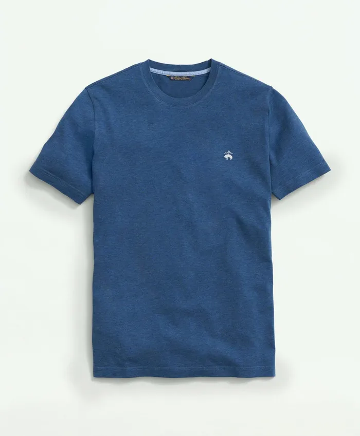 Men Washed Supima Cotton Logo Crewneck TShirt Dark Denim Heather Brooks Brothers TShirts and Sweats Men Washed Supima Cotton Logo Crewneck TShirt Dark Denim Heather Brooks Brothers TShirts and Sweats