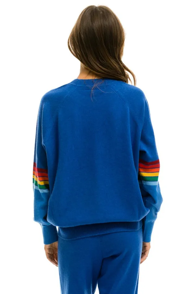 MenWomen RAINBOW STRIPE SLEEVE UNISEX CASHMERE LIGHT SWEATER 8211 VINTAGE BLUE Aviator Nation MenWomen RAINBOW STRIPE SLEEVE UNISEX CASHMERE LIGHT SWEATER 8211 VINTAGE BLUE Aviator Nation