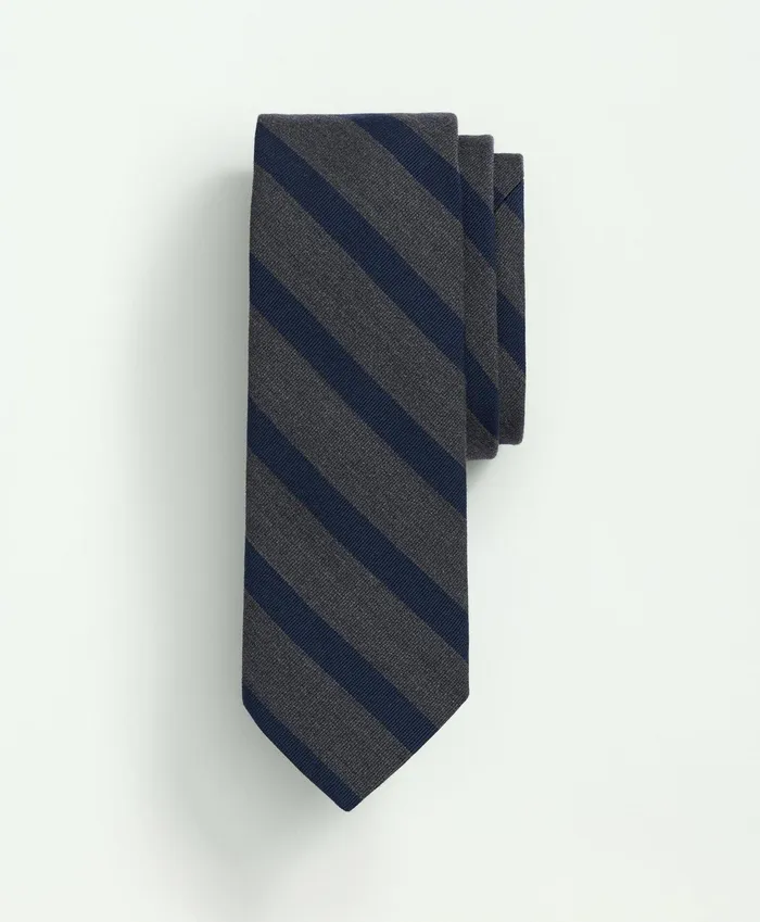 Men Wool Silk Geo Striped Tie Dark Greynavy Brooks Brothers Ties and Pocket Squares