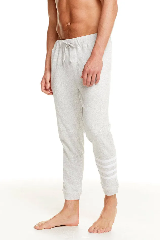 Mens Bottoms Chaser Brand COTTON FLEECE DRAWSTRING JOGGER W CONTRAST STRAPPINGS
