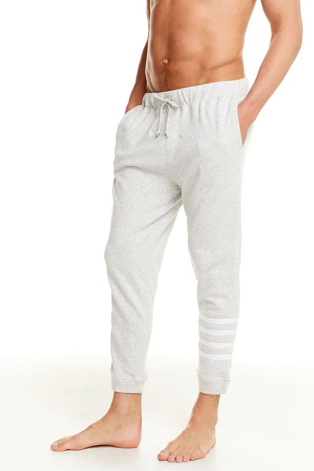 Mens Bottoms Chaser Brand COTTON FLEECE DRAWSTRING JOGGER W CONTRAST STRAPPINGS