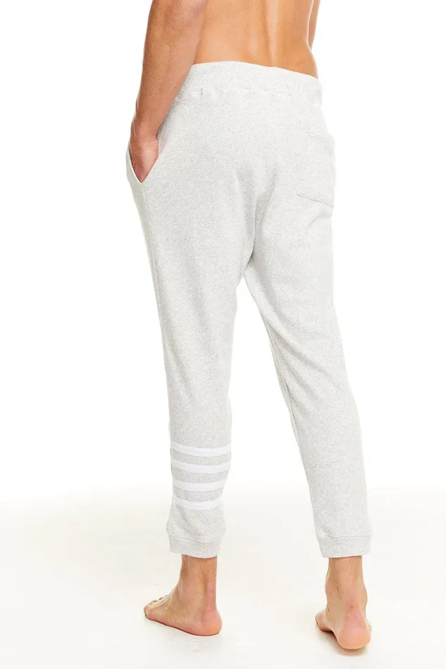 Mens Bottoms Chaser Brand COTTON FLEECE DRAWSTRING JOGGER W CONTRAST STRAPPINGS