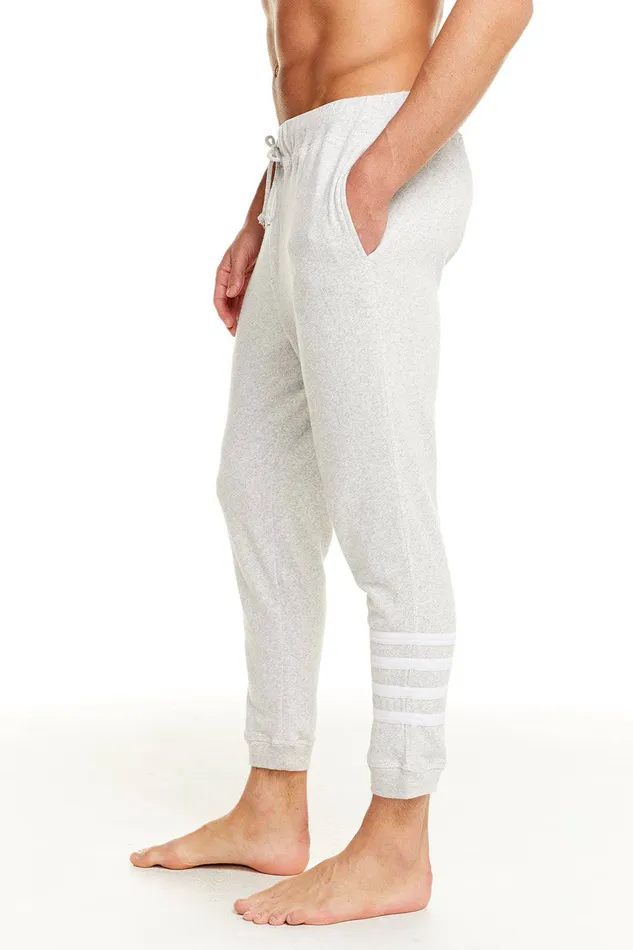 Mens Bottoms Chaser Brand COTTON FLEECE DRAWSTRING JOGGER W CONTRAST STRAPPINGS