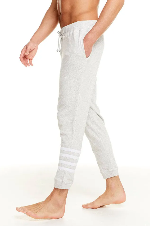 Mens Bottoms Chaser Brand COTTON FLEECE DRAWSTRING JOGGER W CONTRAST STRAPPINGS