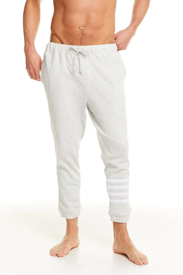 Mens Bottoms Chaser Brand COTTON FLEECE DRAWSTRING JOGGER W CONTRAST STRAPPINGS