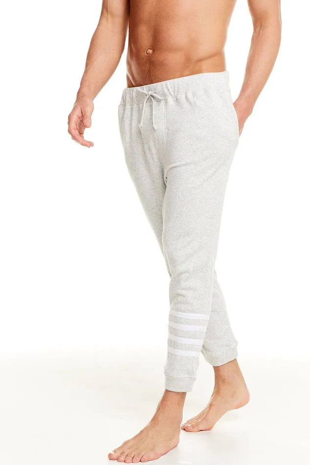 Mens Bottoms Chaser Brand COTTON FLEECE DRAWSTRING JOGGER W CONTRAST STRAPPINGS