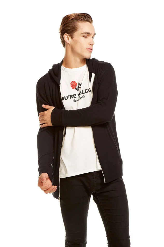 Mens Chaser Brand VINTAGE KNIT LS ZIP FRONT HOODIE Outerwear