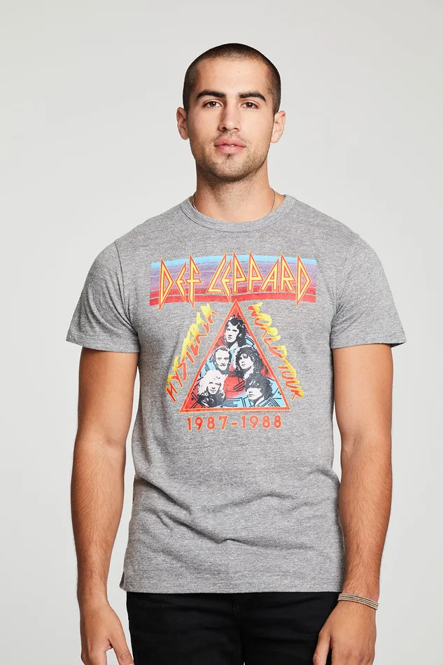 Mens Tops Chaser Brand Def Leppard Hysteria World Tour
