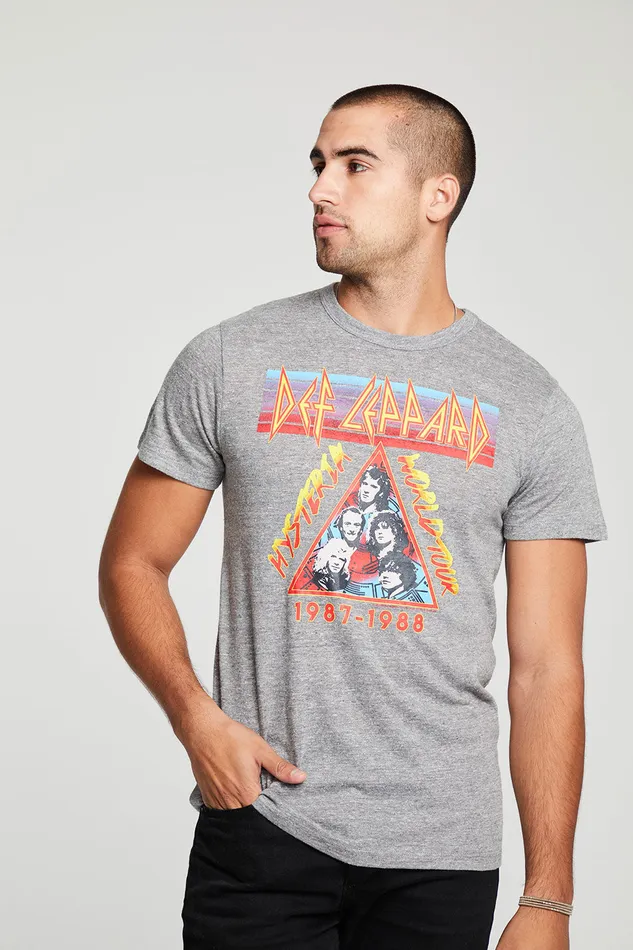 Mens Tops Chaser Brand Def Leppard Hysteria World Tour