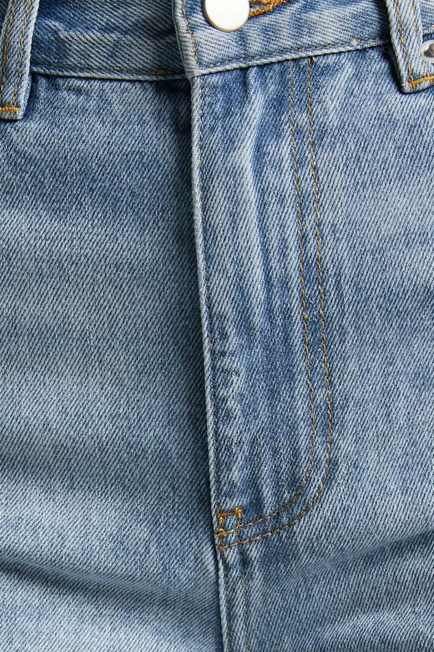 Miho Jeans 8211 High Waisted Recycled Cotton Distressed Straight Leg Denim Jeans In Mid Blue Wash Women Showpo Denim