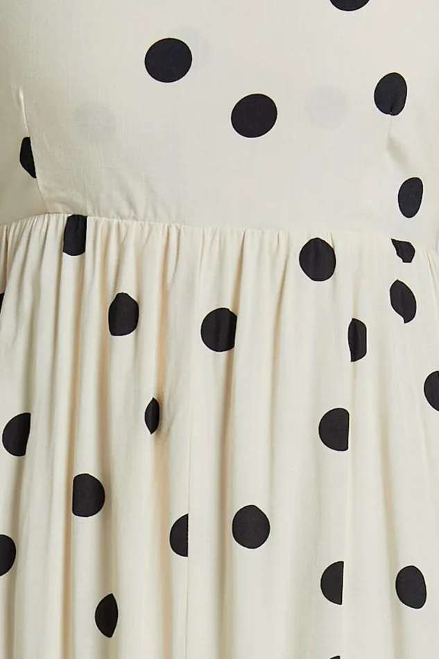 Miriam Midi Dress 8211 Strappy Straight Neck A Line Dress In Beige and Black Spot Women Showpo Dresses