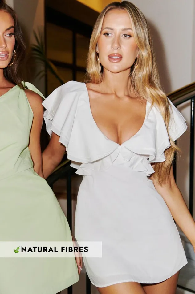 Mitchelle Mini Dress 8211 Plunge Neck Cotton Babydoll Dress In White Women Showpo Dresses Mitchelle Mini Dress 8211 Plunge Neck Cotton Babydoll Dress In White Women Showpo Dresses