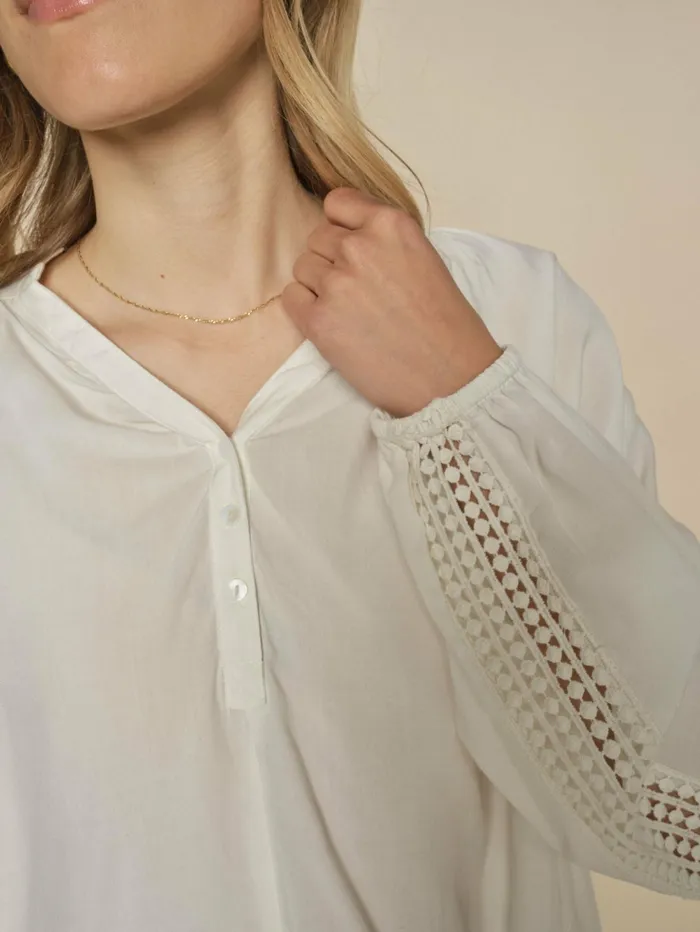 MOS MOSH Blouses and Tops Women MMMacha Lace Blouse Ecru MOS MOSH Blouses and Tops Women MMMacha Lace Blouse Ecru